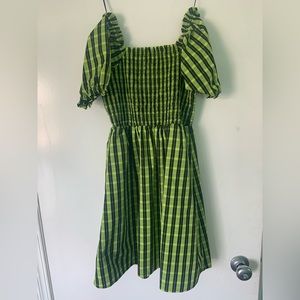 Size S black and green gingham dress from Simons. Brand new without tags.